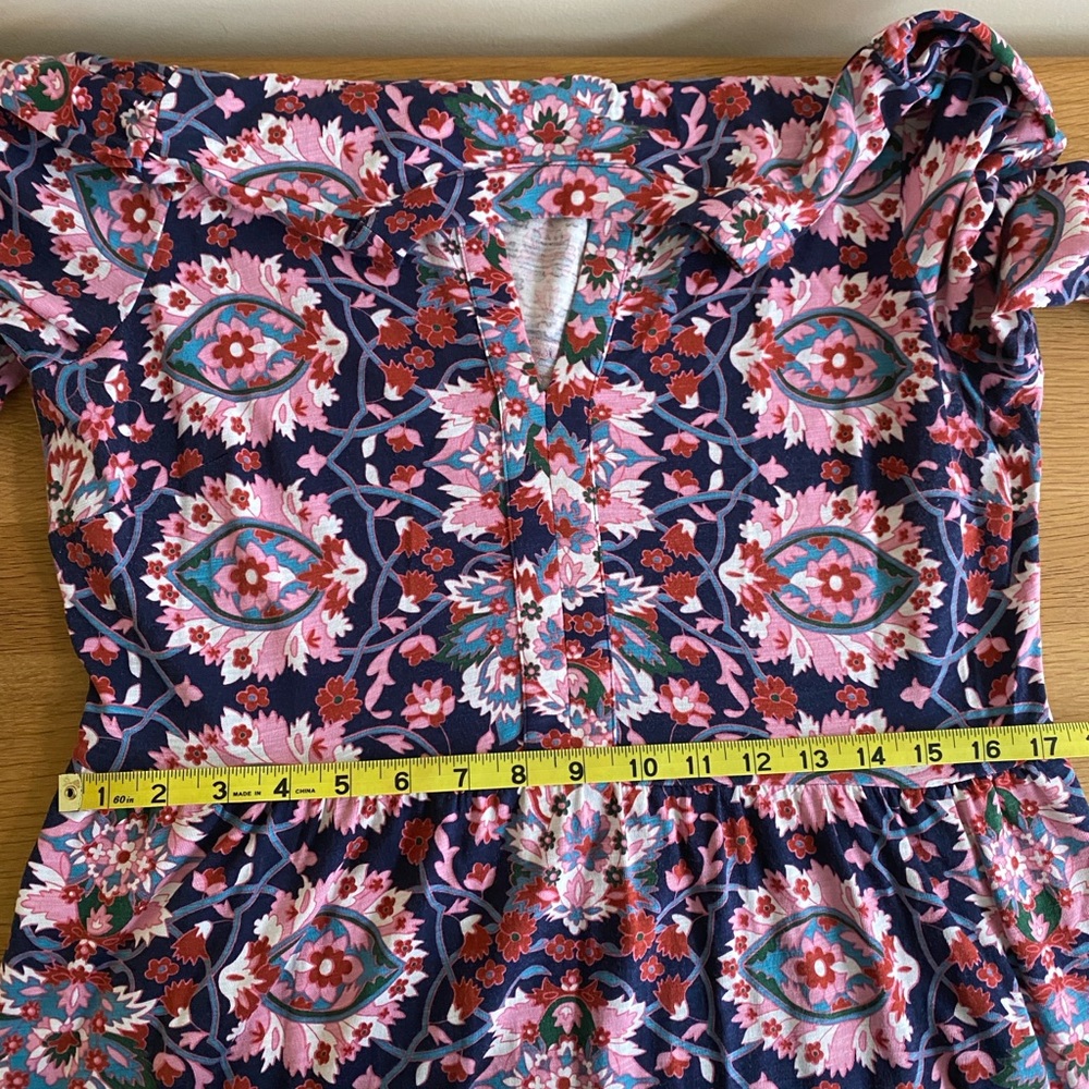 Boden Floral Jersey Midi Dress 10L | Long Sleeve V-Neck | Cotton TENCEL - Picture 10 of 11